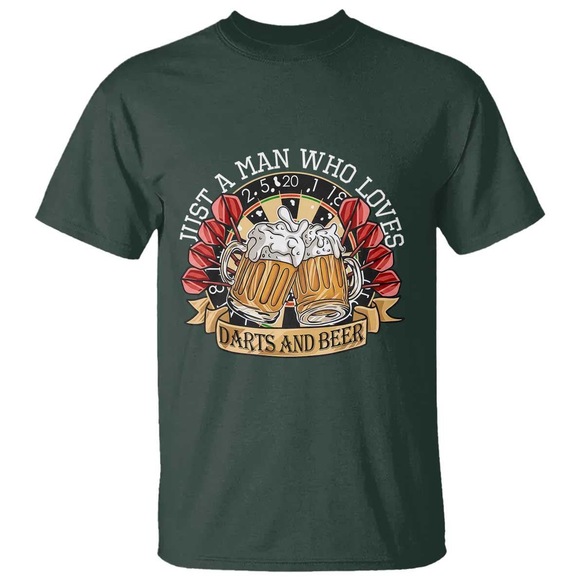 Just A Man Who Loves Darts And Beer T Shirt Funny Dart Player - Wonder Print Shop