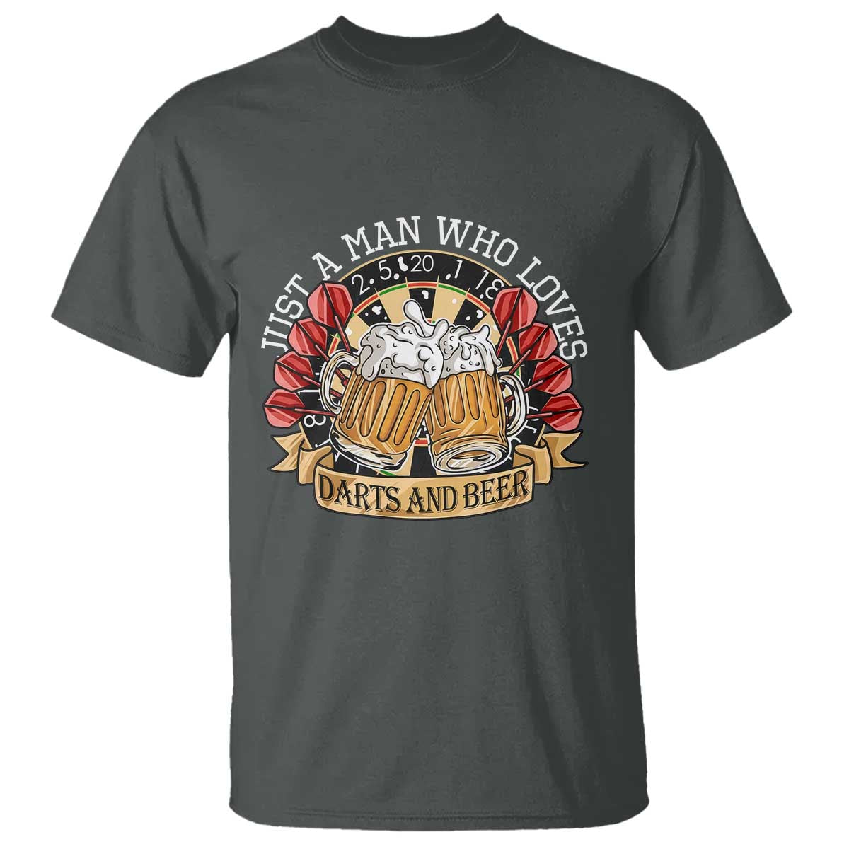 Just A Man Who Loves Darts And Beer T Shirt Funny Dart Player - Wonder Print Shop