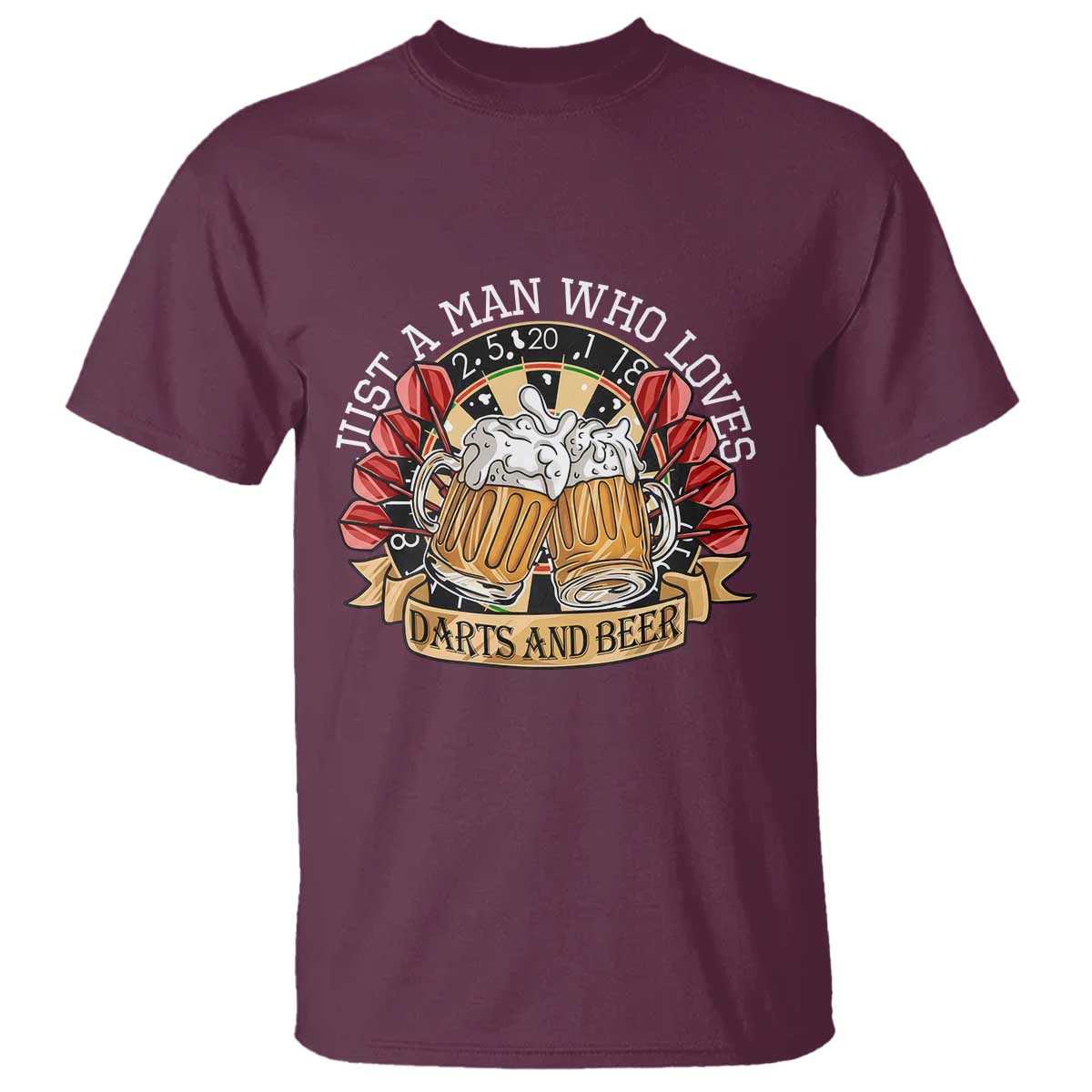 Just A Man Who Loves Darts And Beer T Shirt Funny Dart Player - Wonder Print Shop