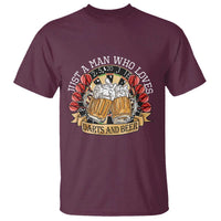 Just A Man Who Loves Darts And Beer T Shirt Funny Dart Player - Wonder Print Shop