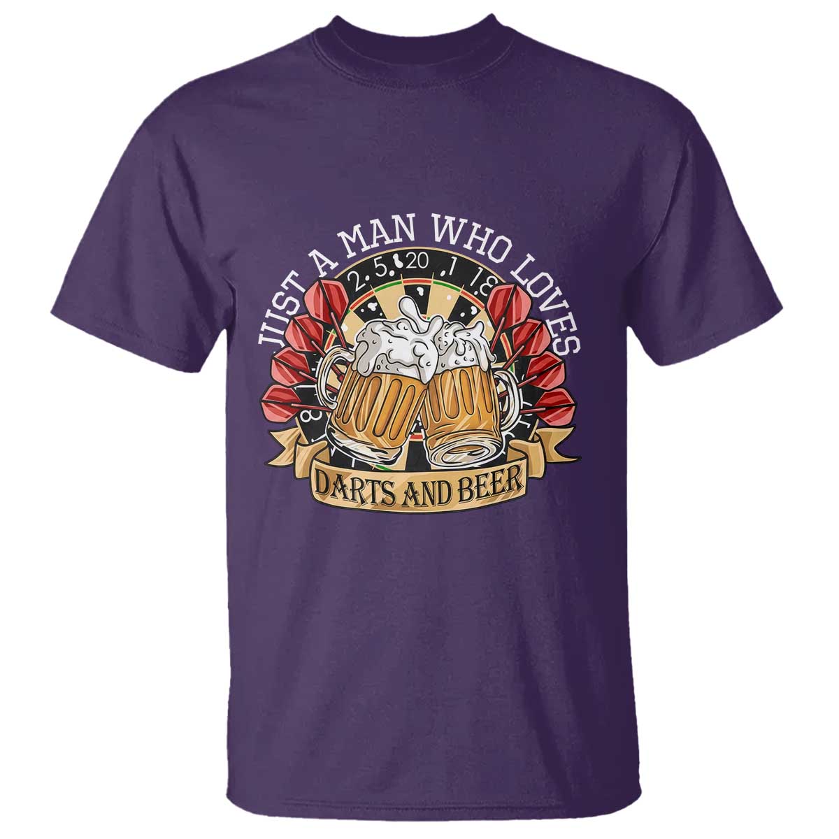 Just A Man Who Loves Darts And Beer T Shirt Funny Dart Player - Wonder Print Shop