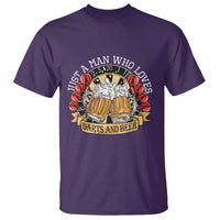 Just A Man Who Loves Darts And Beer T Shirt Funny Dart Player - Wonder Print Shop