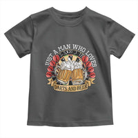 Just A Man Who Loves Darts And Beer Toddler T Shirt Funny Dart Player - Wonder Print Shop