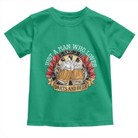 Just A Man Who Loves Darts And Beer Toddler T Shirt Funny Dart Player - Wonder Print Shop