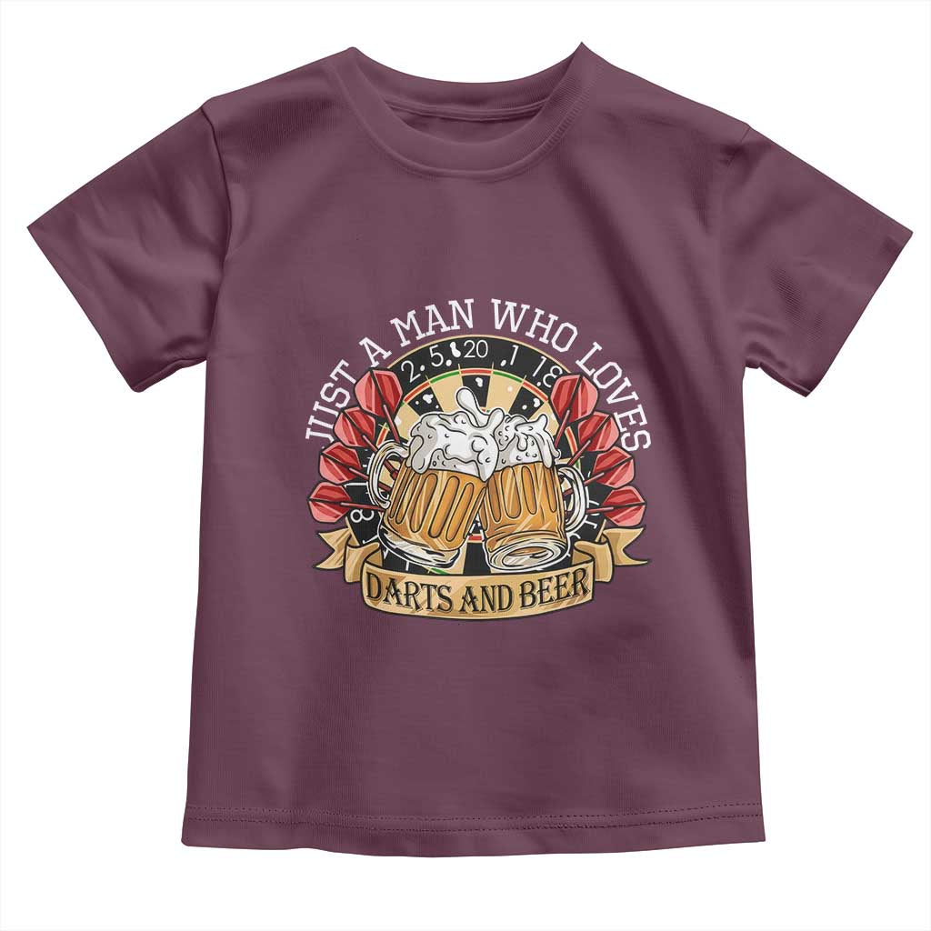 Just A Man Who Loves Darts And Beer Toddler T Shirt Funny Dart Player - Wonder Print Shop