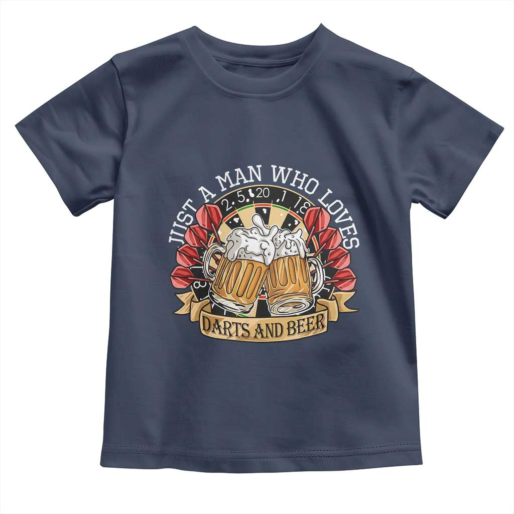 Just A Man Who Loves Darts And Beer Toddler T Shirt Funny Dart Player - Wonder Print Shop