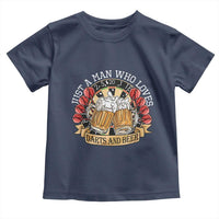 Just A Man Who Loves Darts And Beer Toddler T Shirt Funny Dart Player - Wonder Print Shop