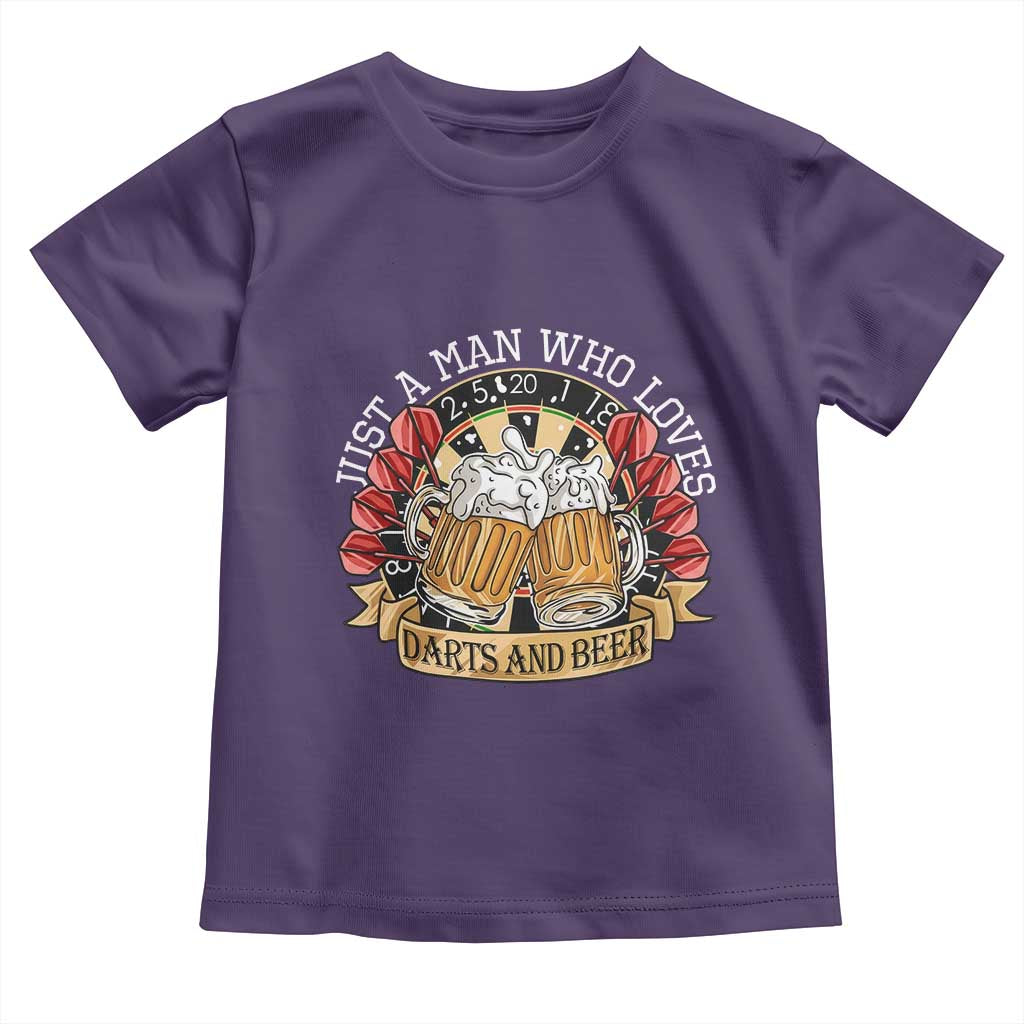 Just A Man Who Loves Darts And Beer Toddler T Shirt Funny Dart Player - Wonder Print Shop
