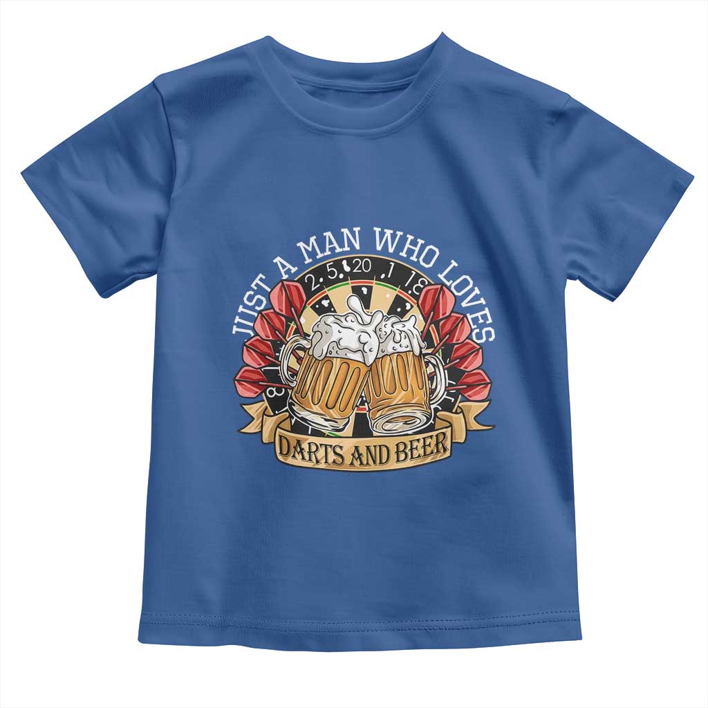 Just A Man Who Loves Darts And Beer Toddler T Shirt Funny Dart Player - Wonder Print Shop