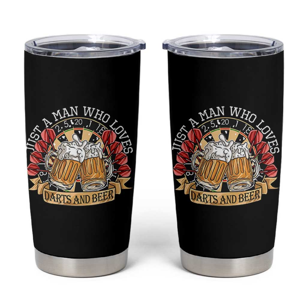 Just A Man Who Loves Darts And Beer Tumbler Cup Funny Dart Player - Wonder Print Shop