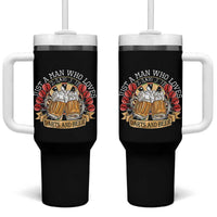 Just A Man Who Loves Darts And Beer Tumbler With Handle Funny Dart Player - Wonder Print Shop