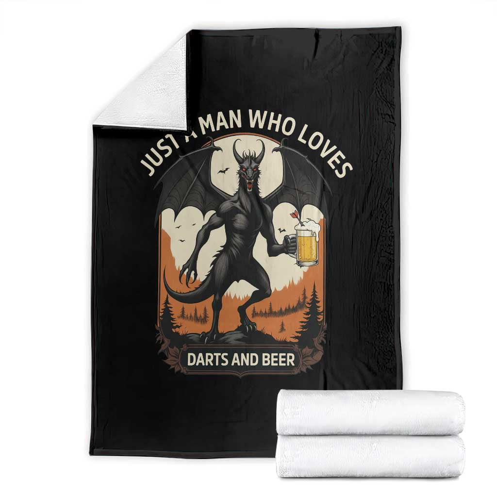Funny Jersey Devil Loves Darts And Beer Throw Blanket Cryptid Lover Gift - Wonder Print Shop