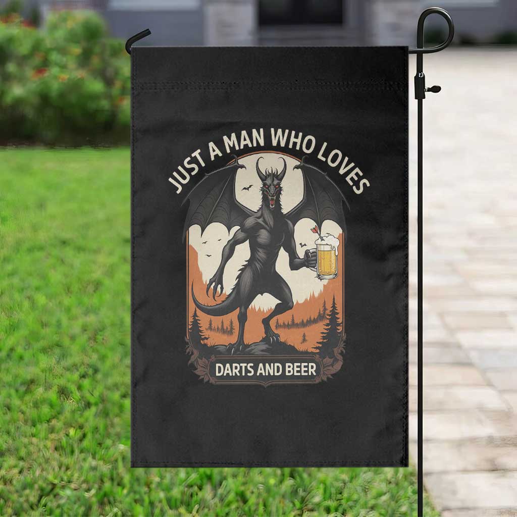 Funny Jersey Devil Loves Darts And Beer Garden Flag Cryptid Lover Gift - Wonder Print Shop