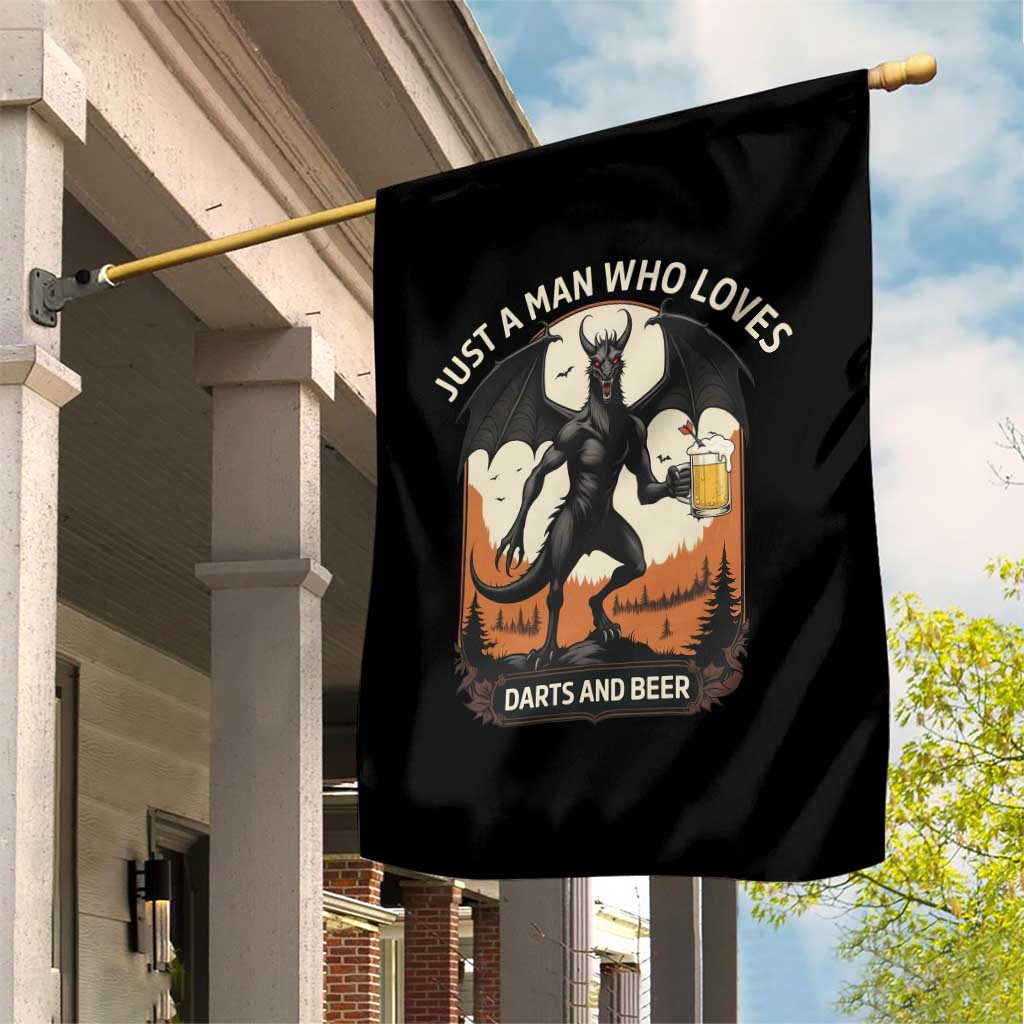 Funny Jersey Devil Loves Darts And Beer Garden Flag Cryptid Lover Gift - Wonder Print Shop