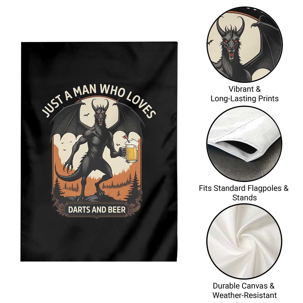 Funny Jersey Devil Loves Darts And Beer Garden Flag Cryptid Lover Gift - Wonder Print Shop