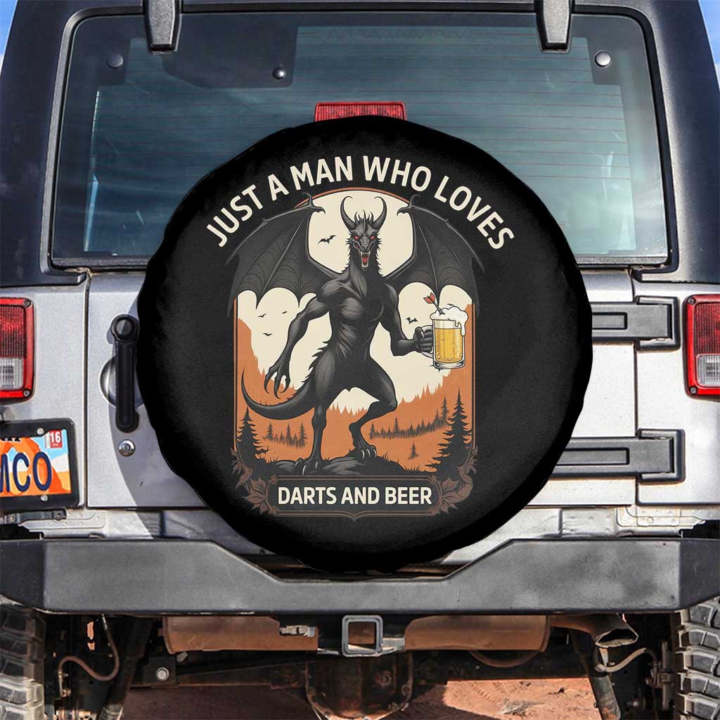 Funny Jersey Devil Loves Darts And Beer Spare Tire Cover Cryptid Lover Gift - Wonder Print Shop