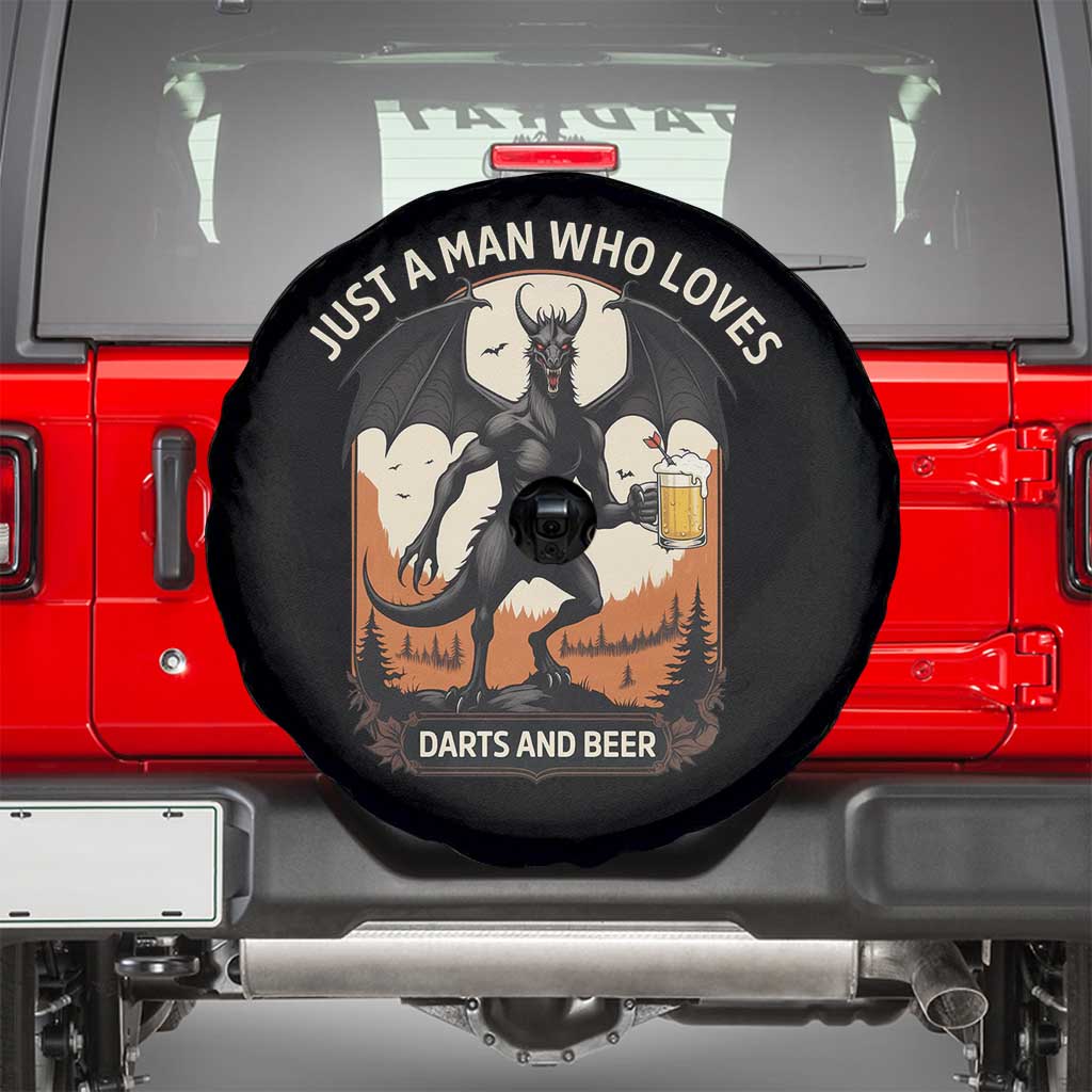 Funny Jersey Devil Loves Darts And Beer Spare Tire Cover Cryptid Lover Gift - Wonder Print Shop