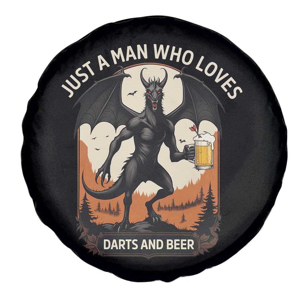 Funny Jersey Devil Loves Darts And Beer Spare Tire Cover Cryptid Lover Gift - Wonder Print Shop