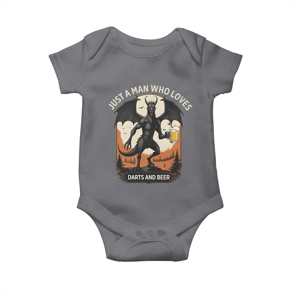 Funny Jersey Devil Loves Darts And Beer Baby Onesie Cryptid Lover Gift - Wonder Print Shop