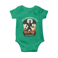 Funny Jersey Devil Loves Darts And Beer Baby Onesie Cryptid Lover Gift - Wonder Print Shop