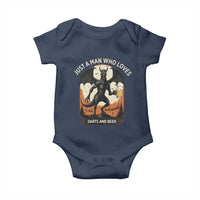 Funny Jersey Devil Loves Darts And Beer Baby Onesie Cryptid Lover Gift - Wonder Print Shop
