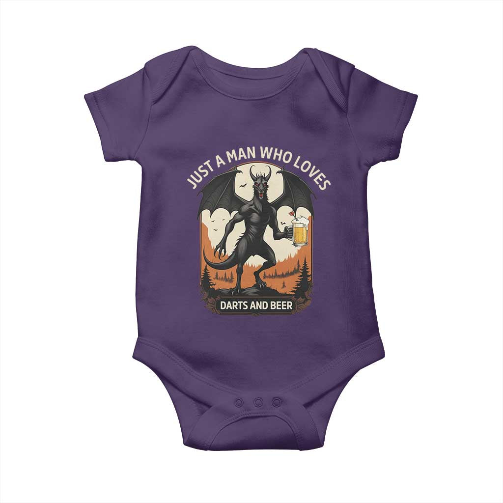 Funny Jersey Devil Loves Darts And Beer Baby Onesie Cryptid Lover Gift - Wonder Print Shop