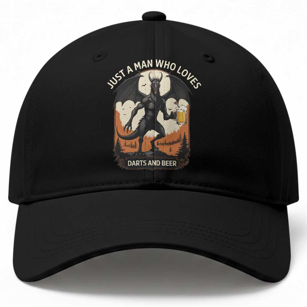 Funny Jersey Devil Loves Darts And Beer Baseball Cap Cryptid Lover Gift