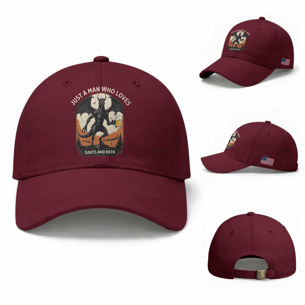 Funny Jersey Devil Loves Darts And Beer Baseball Cap Cryptid Lover Gift