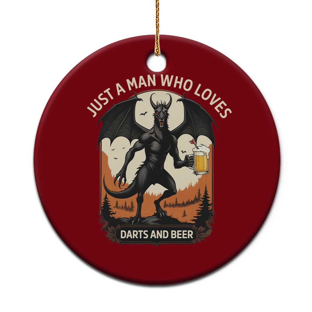 Funny Jersey Devil Loves Darts And Beer Ceramic Ornament Cryptid Lover Gift - Wonder Print Shop