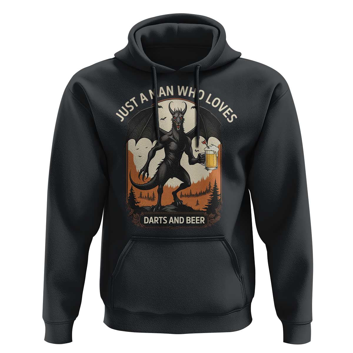 Funny Jersey Devil Loves Darts And Beer Hoodie Cryptid Lover Gift - Wonder Print Shop