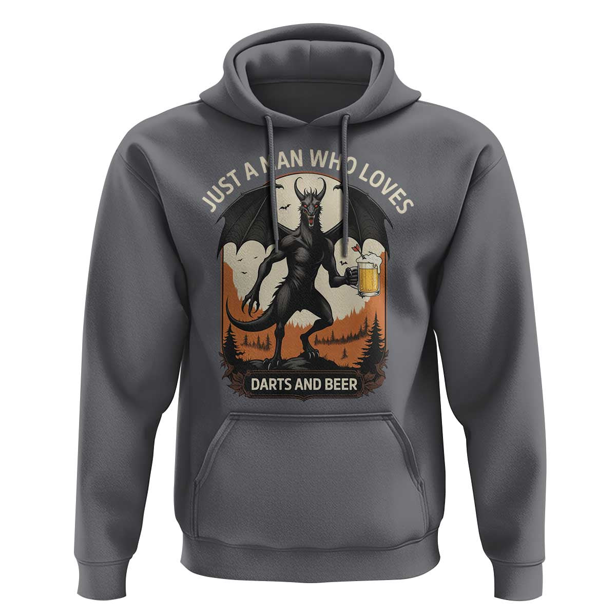 Funny Jersey Devil Loves Darts And Beer Hoodie Cryptid Lover Gift - Wonder Print Shop
