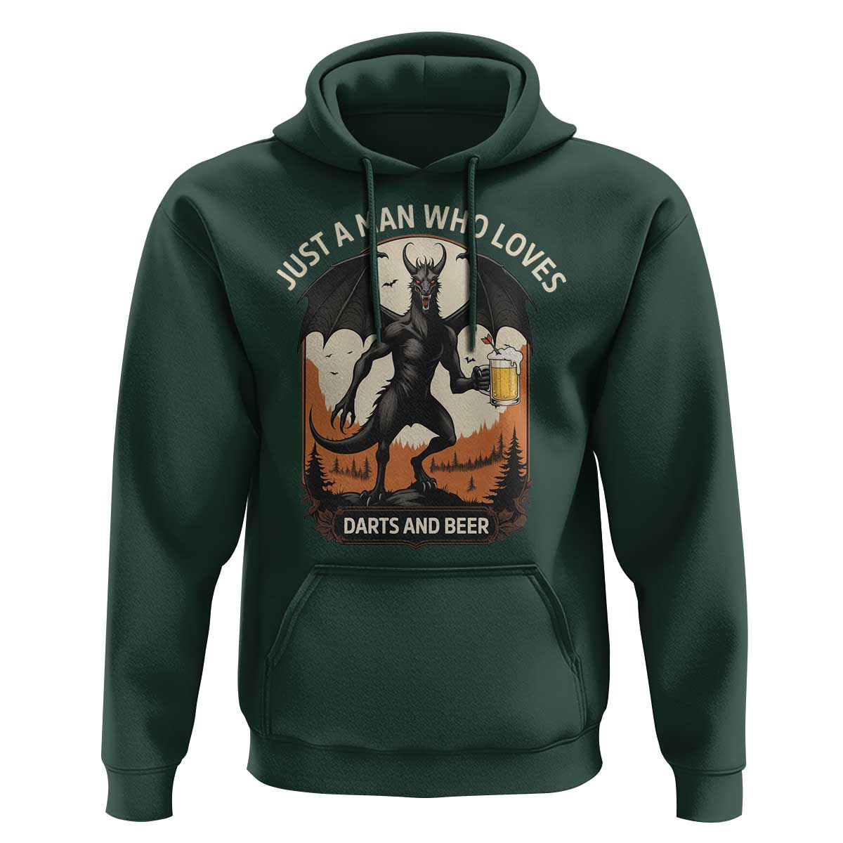 Funny Jersey Devil Loves Darts And Beer Hoodie Cryptid Lover Gift - Wonder Print Shop