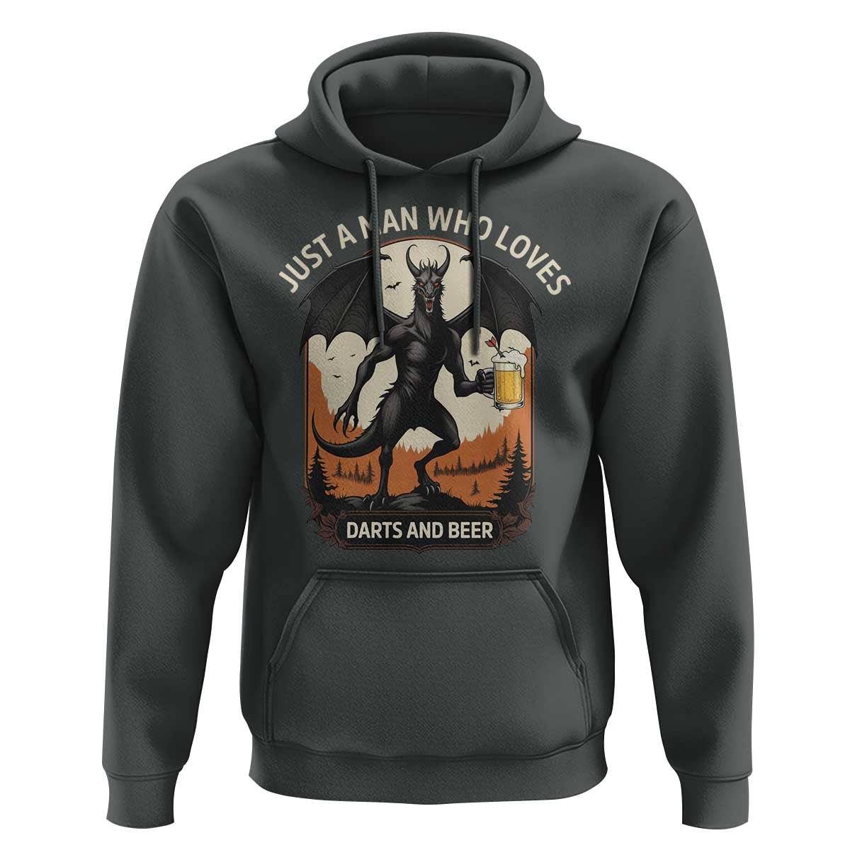 Funny Jersey Devil Loves Darts And Beer Hoodie Cryptid Lover Gift - Wonder Print Shop