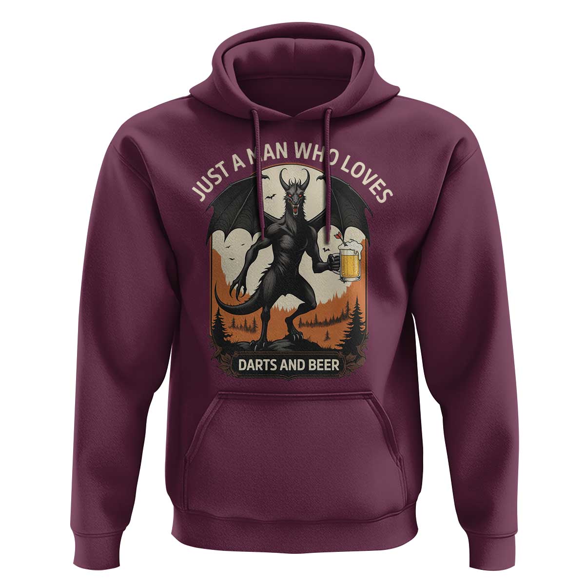 Funny Jersey Devil Loves Darts And Beer Hoodie Cryptid Lover Gift - Wonder Print Shop