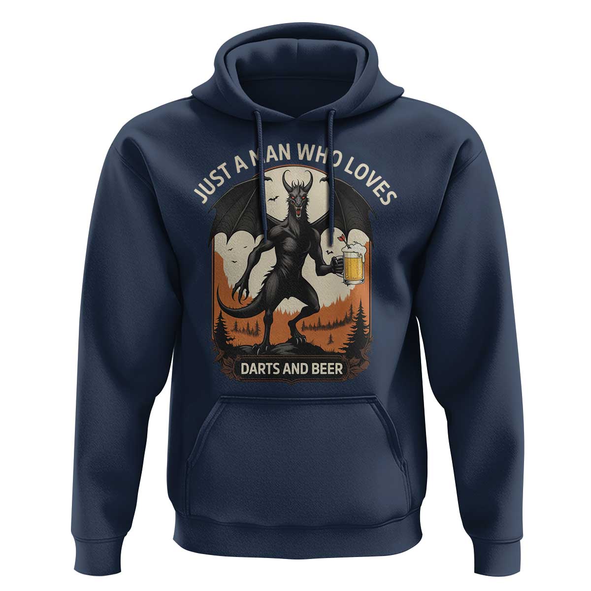 Funny Jersey Devil Loves Darts And Beer Hoodie Cryptid Lover Gift - Wonder Print Shop