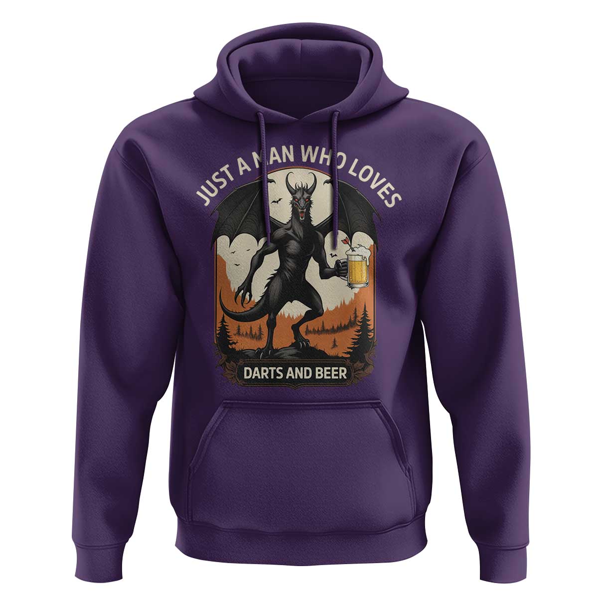 Funny Jersey Devil Loves Darts And Beer Hoodie Cryptid Lover Gift - Wonder Print Shop
