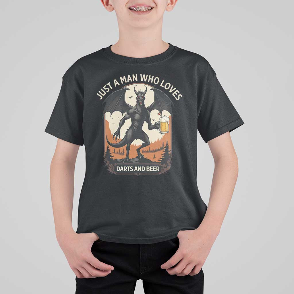 Funny Jersey Devil Loves Darts And Beer T Shirt For Kid Cryptid Lover Gift - Wonder Print Shop