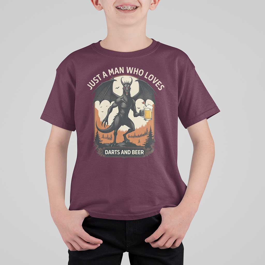Funny Jersey Devil Loves Darts And Beer T Shirt For Kid Cryptid Lover Gift - Wonder Print Shop