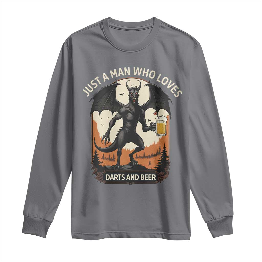 Funny Jersey Devil Loves Darts And Beer Long Sleeve Shirt Cryptid Lover Gift - Wonder Print Shop