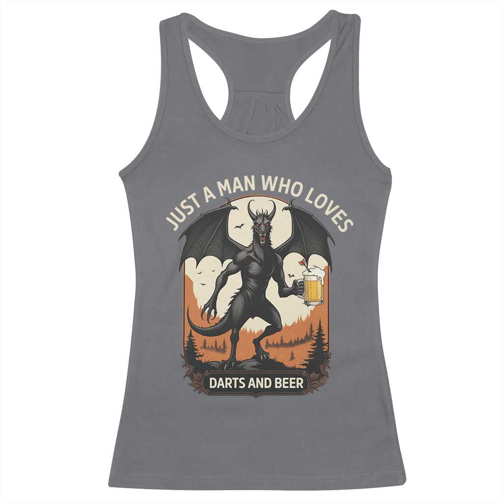 Funny Jersey Devil Loves Darts And Beer Racerback Tank Top Cryptid Lover Gift - Wonder Print Shop