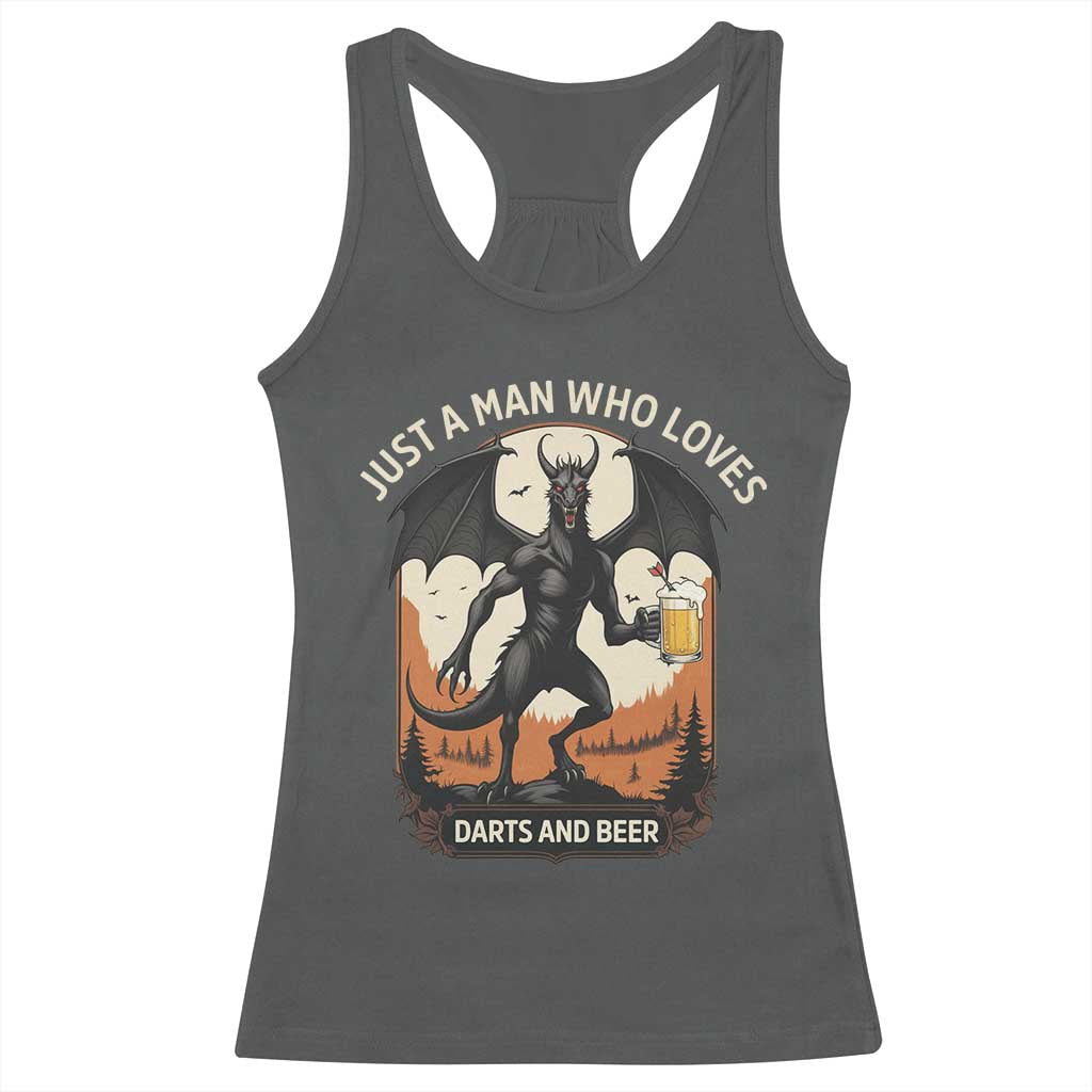Funny Jersey Devil Loves Darts And Beer Racerback Tank Top Cryptid Lover Gift - Wonder Print Shop