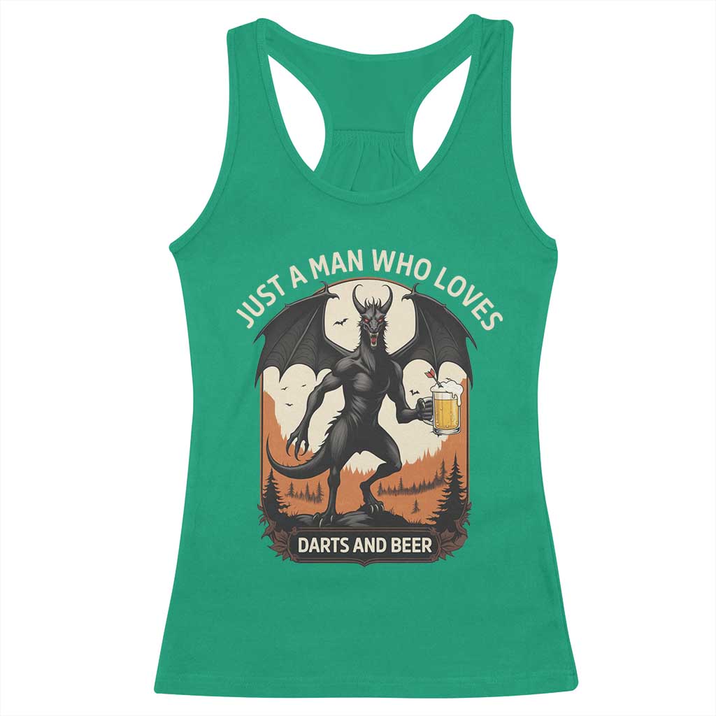 Funny Jersey Devil Loves Darts And Beer Racerback Tank Top Cryptid Lover Gift - Wonder Print Shop