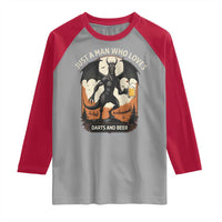 Funny Jersey Devil Loves Darts And Beer Raglan Shirt Cryptid Lover Gift - Wonder Print Shop