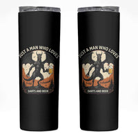 Funny Jersey Devil Loves Darts And Beer Skinny Tumbler Cryptid Lover Gift - Wonder Print Shop