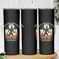 Funny Jersey Devil Loves Darts And Beer Skinny Tumbler Cryptid Lover Gift - Wonder Print Shop