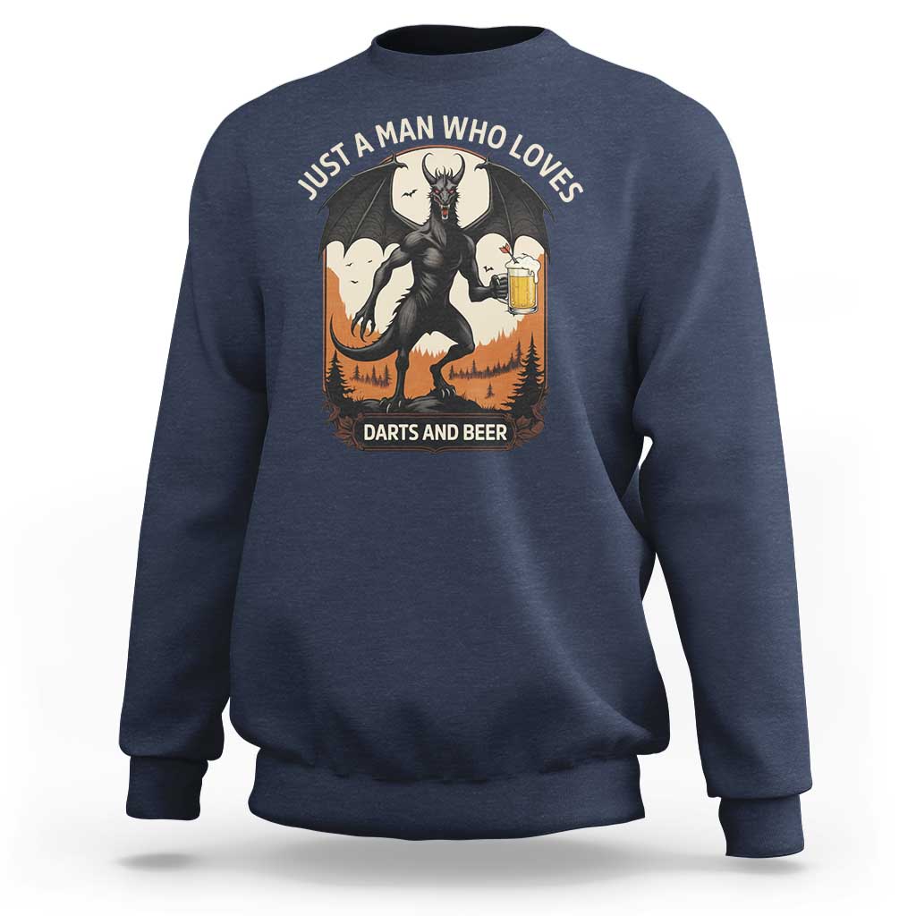 Funny Jersey Devil Loves Darts And Beer Sweatshirt Cryptid Lover Gift - Wonder Print Shop