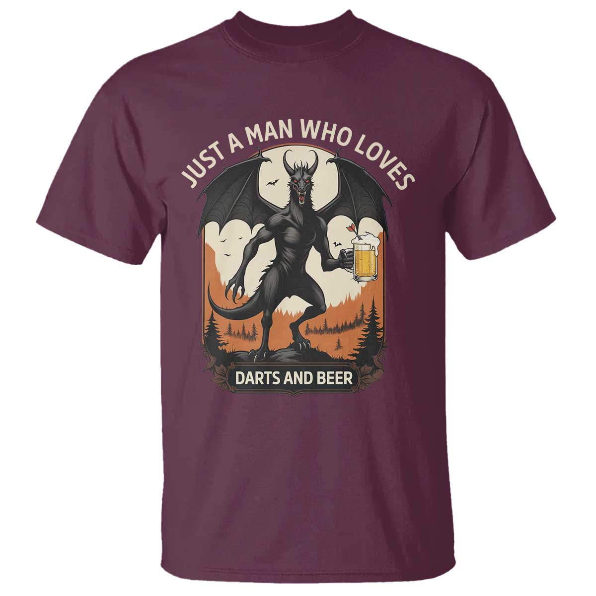 Funny Jersey Devil Loves Darts And Beer T Shirt Cryptid Lover Gift - Wonder Print Shop