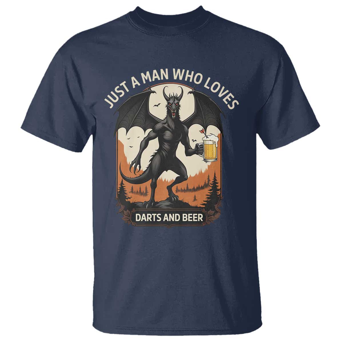 Funny Jersey Devil Loves Darts And Beer T Shirt Cryptid Lover Gift - Wonder Print Shop