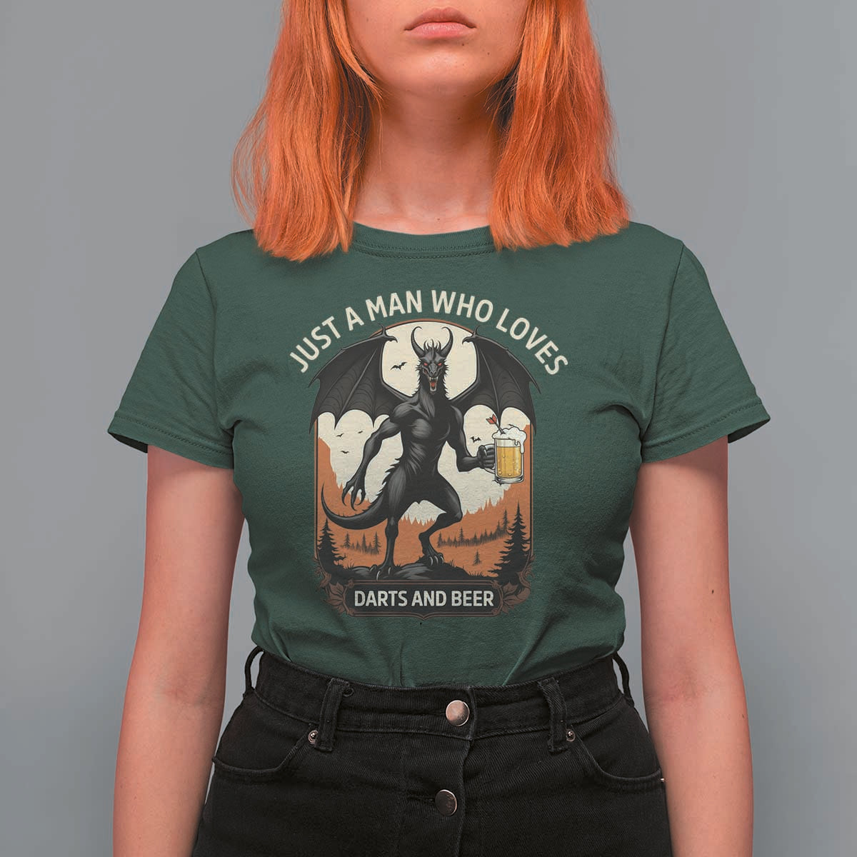 Funny Jersey Devil Loves Darts And Beer T Shirt For Women Cryptid Lover Gift - Wonder Print Shop