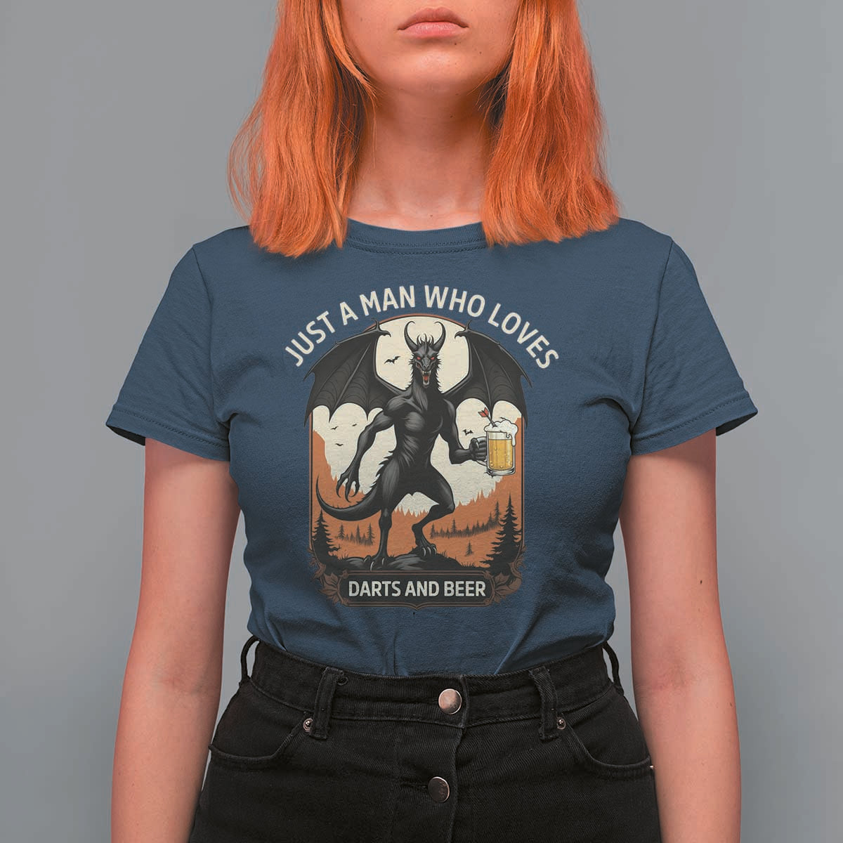 Funny Jersey Devil Loves Darts And Beer T Shirt For Women Cryptid Lover Gift - Wonder Print Shop